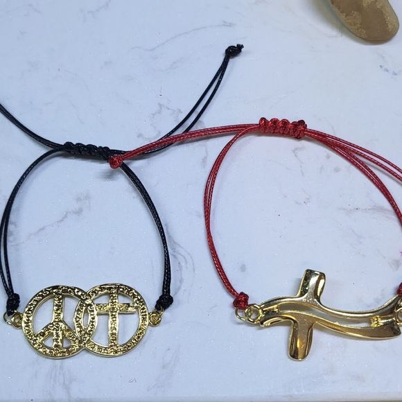 Handmade bracelets gold plated black or red - Picture 8 of 8